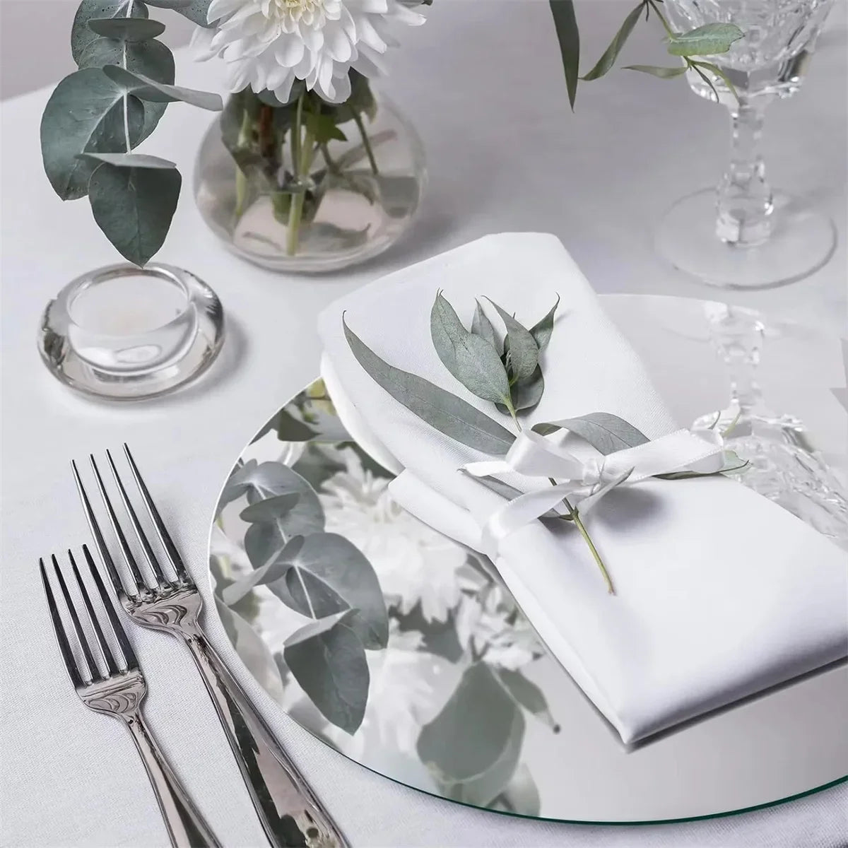 miroir acrylique moderne transparent 25cm 12 pièces set décoration table événement