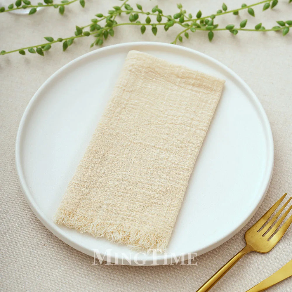 lot 10 serviettes table coton jaune texture rugueuse moderne maison