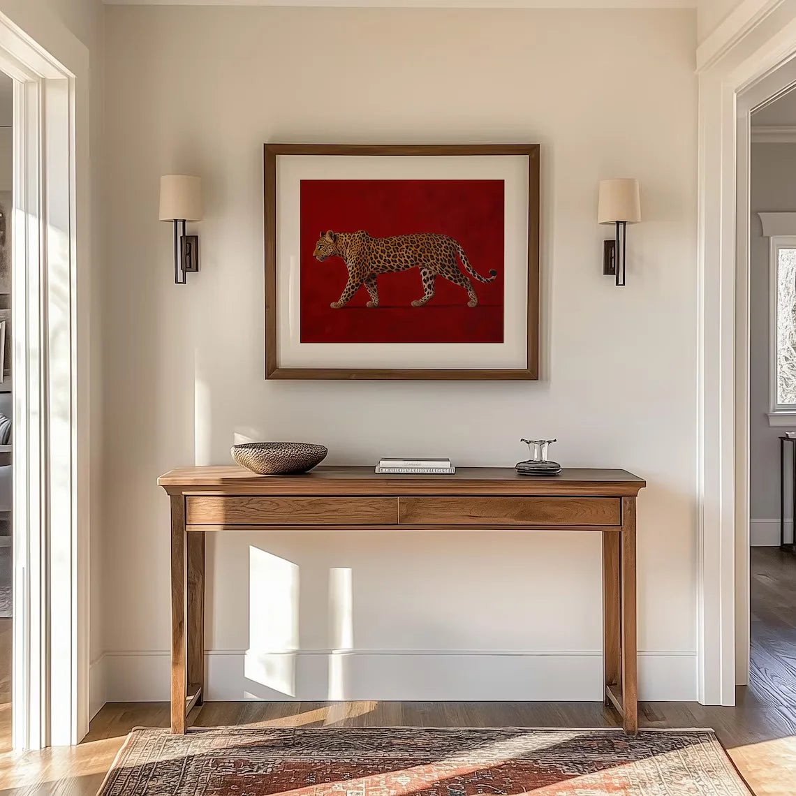 tableau toile léopard rouge moderne sans cadre abstrait classique impression toile chambre masculine decoration