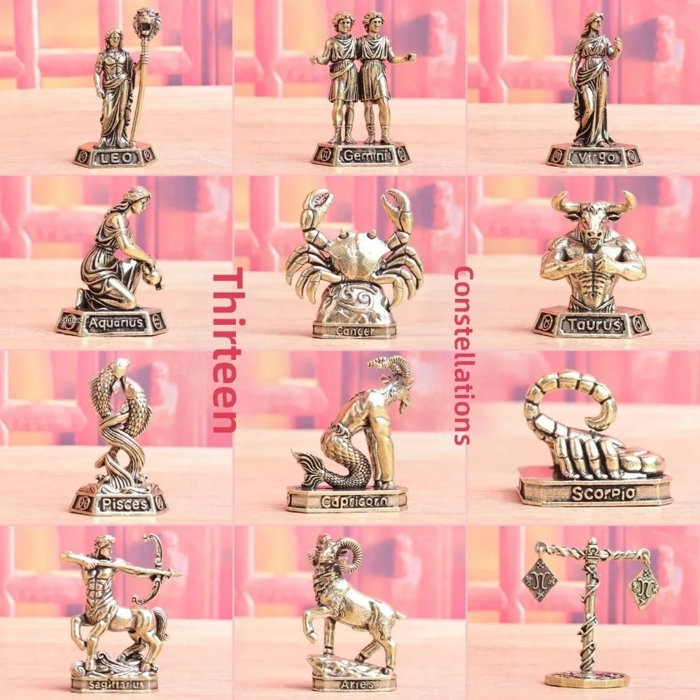 statues zodiacales bronze doré détaillées classiques signes astrologiques ornements décorations figurines