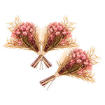 bouquet séché fleurs roses clairs feuilles vertes pampas naturel rustique décoration anniversaireextérieur