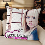 coussin carré avril lavigne noir rose pop guitare décoration voiture canapé chambre sofa