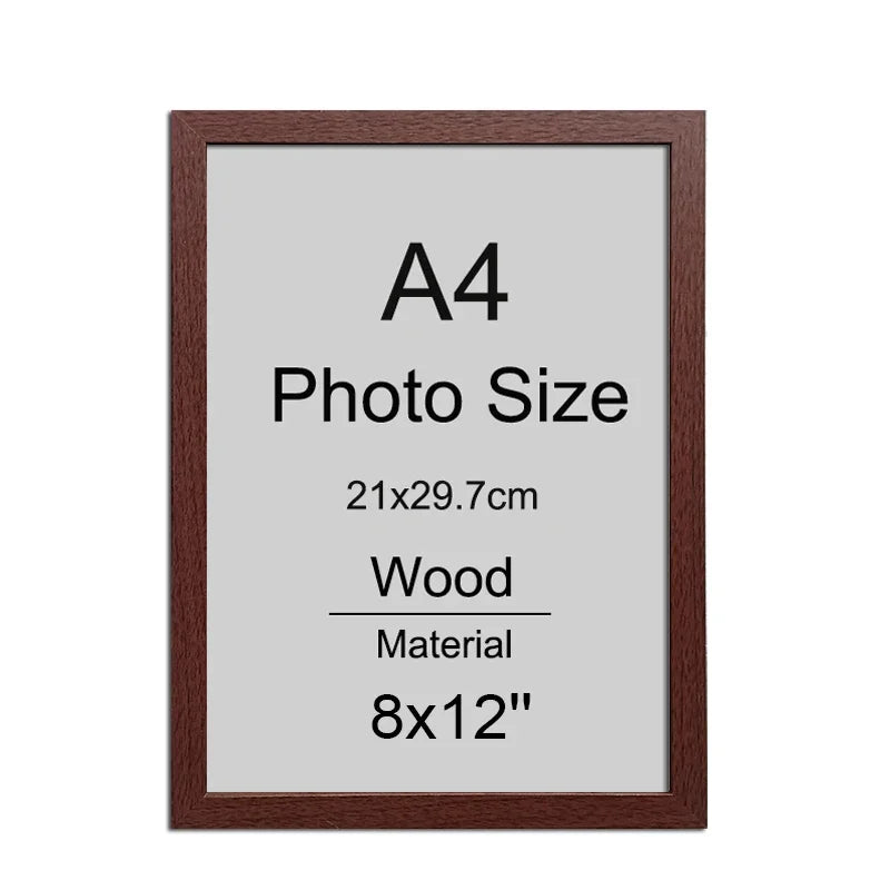 cadre photo bois naturel classique noir marron gris clair a4 maison décoration 21x29.7cm