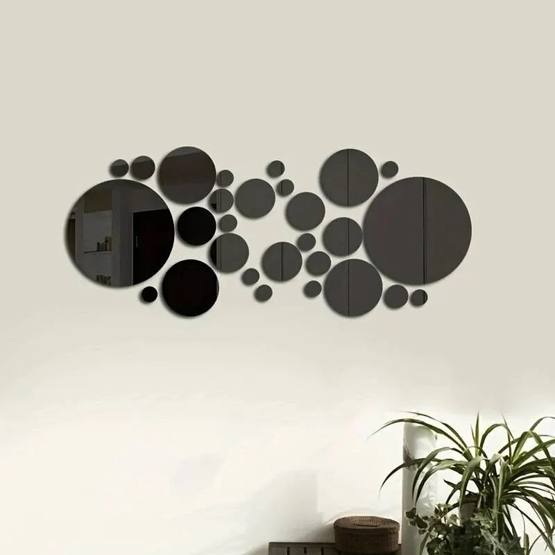 miroirs autocollants miroir acrylique moderne 26 pièces argenté doré noir minimaliste chambre bains télévision