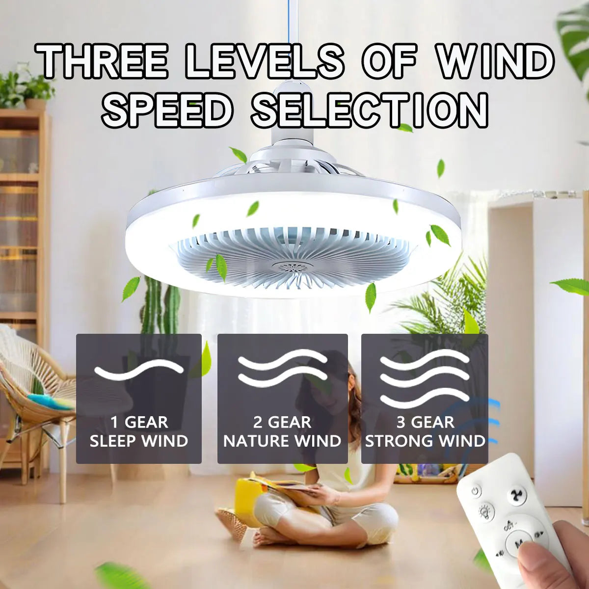ventilateur lampe led moderne blanc grille télécommande flux lumineux certification ul rohs