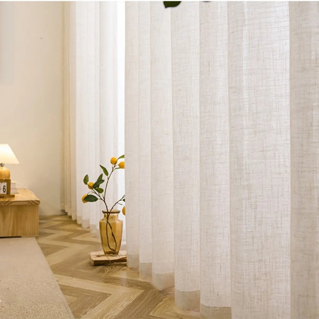 rideau blanc cassé tissu transparent scandinave minimaliste 100x200cm 150x250cm chambre salon
