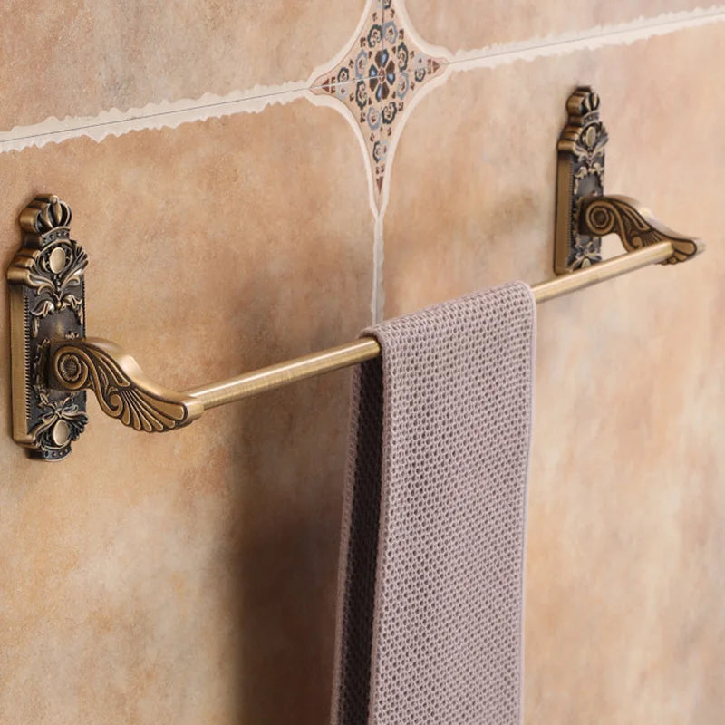 porte serviettes doré porte papier savon porte manteau ensemble salle bain finition antique bronze