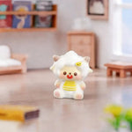 figurines mignonnes moutons résine couleurs variées visage souriant ruban cartoon