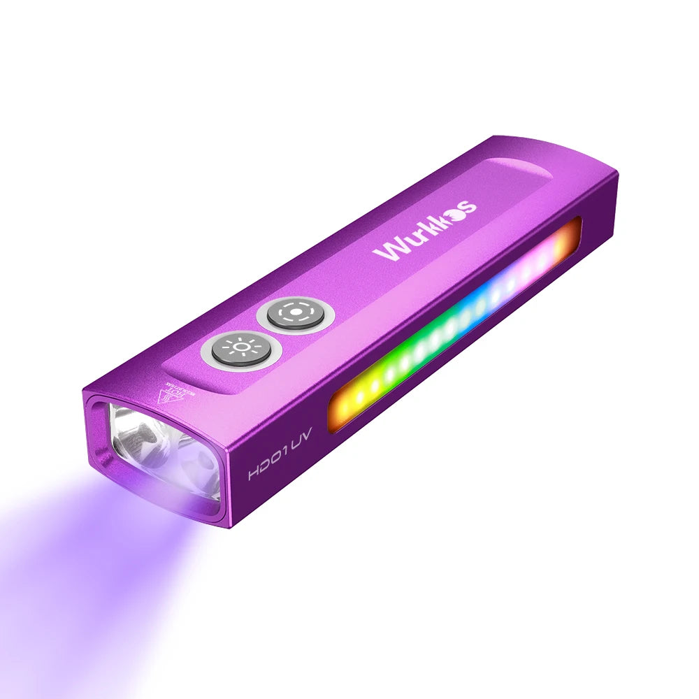 lampe torche multifonction violet noir 1200 lumens ip65 étanche deux boutons clip moderne rechargeable
