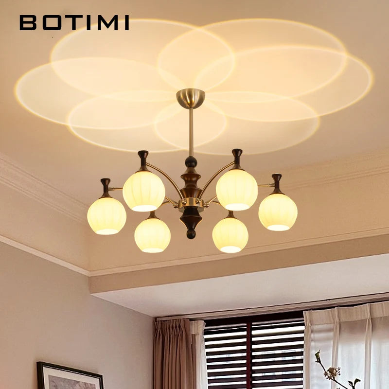 chandelier led or marron foncé abatjour sphérique télécommande moderne floral