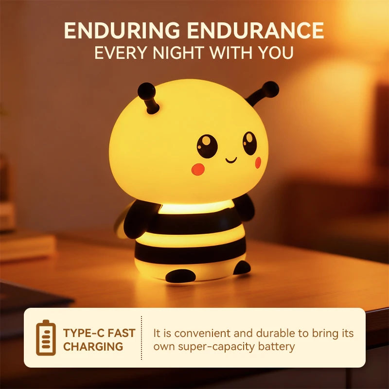 lampe nuit jaune rayures noires sourire cartoon mignonne yeux roses chambre décoration nocturne lumière