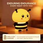 lampe nuit jaune rayures noires sourire cartoon mignonne yeux roses chambre décoration nocturne lumière