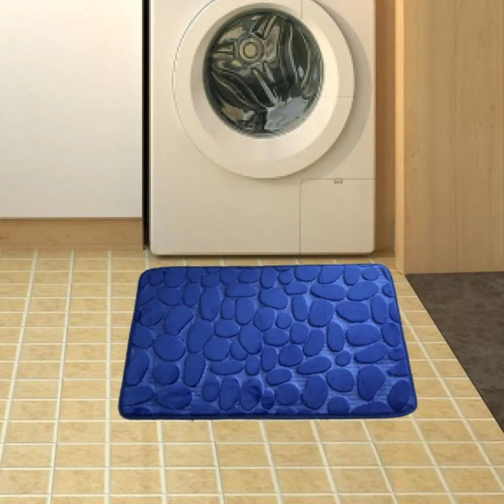 tapis bain moderne gris bleu rose blanc marron texture cailloux antidérapant absorption eauversible salle