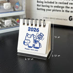 calendrier mini blanc bleu mignon dessins animés anneaux métalliques dates imprimées modernes minimalistes