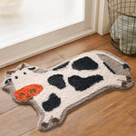 tapis bain imperméable antidérapant motif vache créatif blanc orange gris chambre enfants moderne