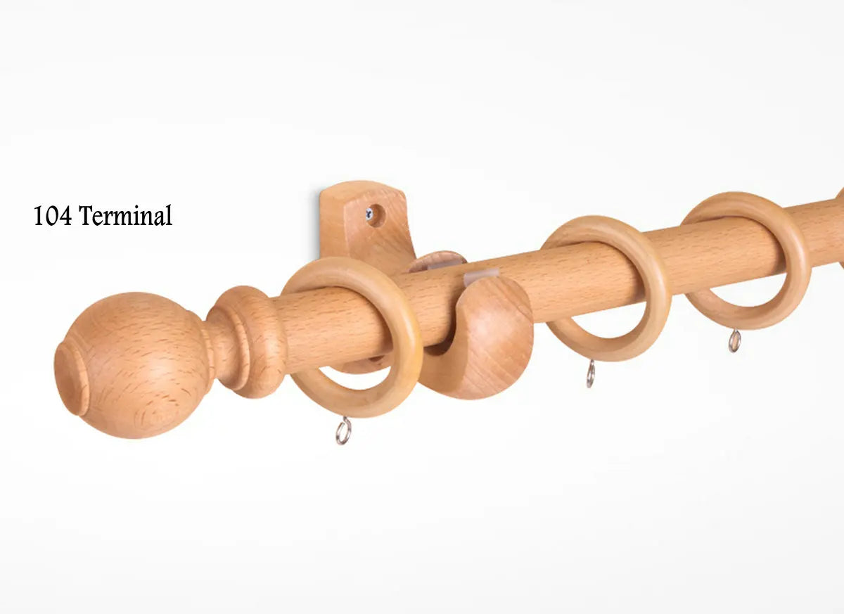 boucles rideau bois naturel clair foncé finition lisse classique vis support terminal