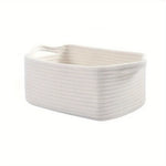 panier rangement tissu lin tressé multifonctionnel blanc cassé rustique minimaliste