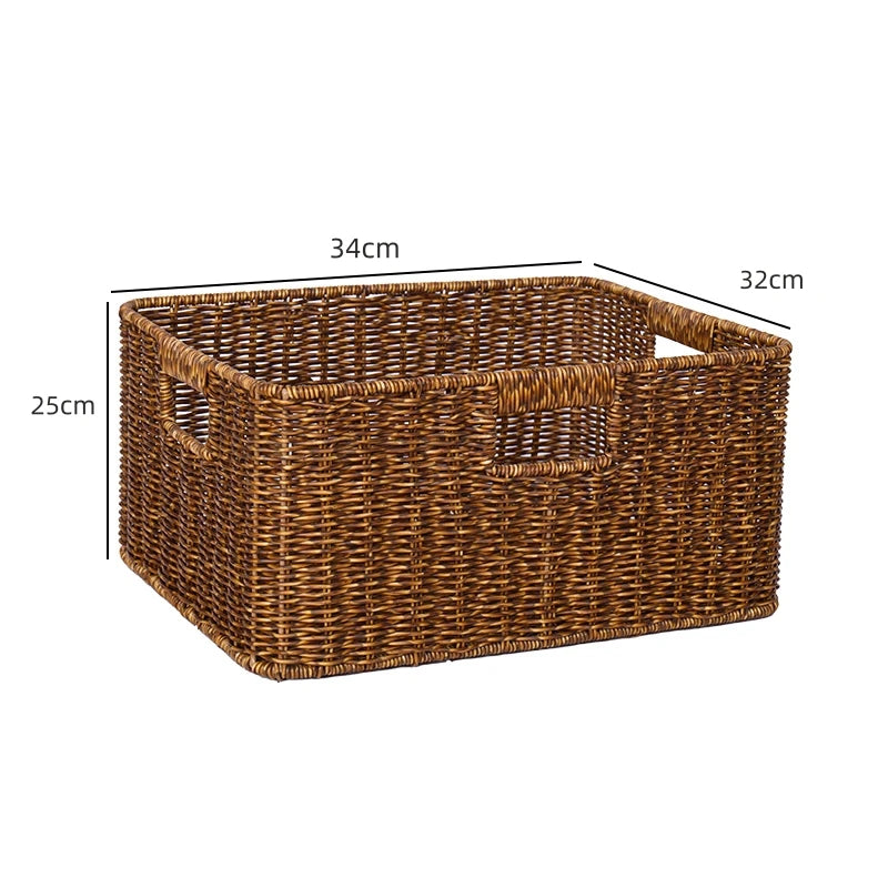 panier rangement rotin marron clair rustique salle bain salon