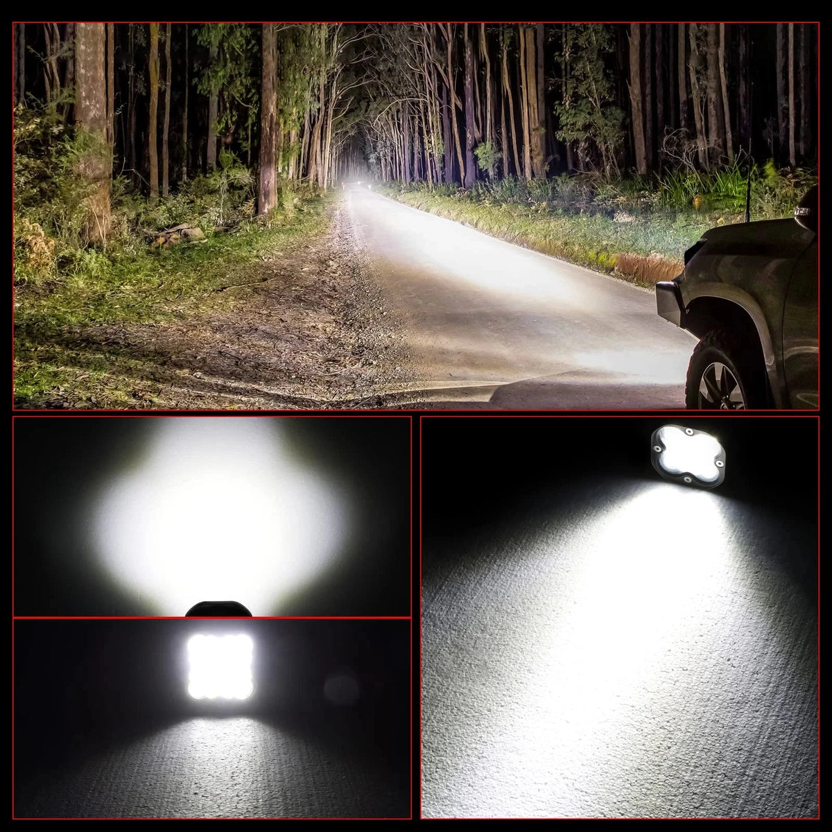 phares led noirs universels spot beam ip68 pillar toit montage vis fixations robustes modernes