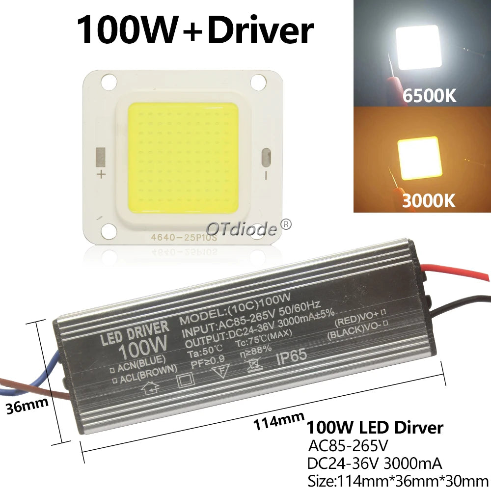 ampoule led haute puissance 10w 20w 30w 50w 70w 100w pilote modernes blancs