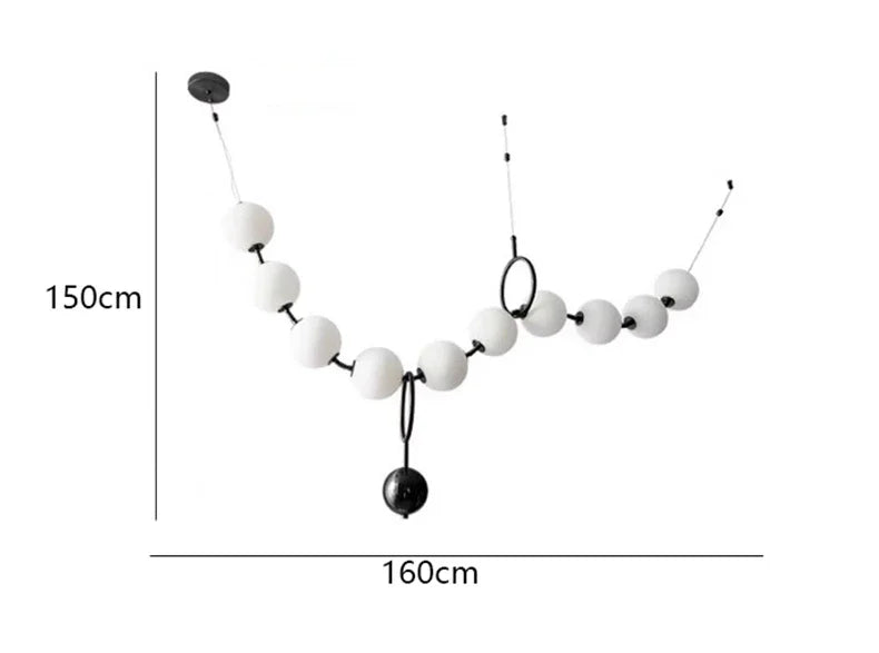suspension lumineuse moderne boules sphériques blanc doré opaques chaînes