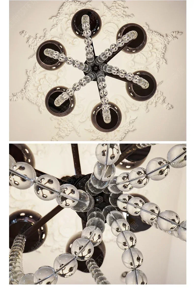 lustre moderne verre noir argenté élégant salon chambre lumière neutre chaude