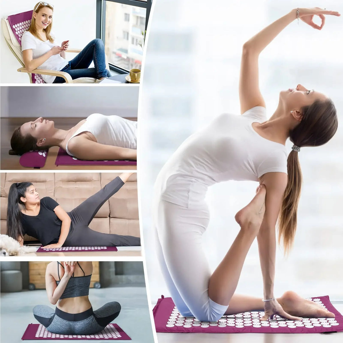 tapis massage acupression violet points blancs soulagement douleur relaxation stress moderne fitness yoga