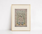 affiche encadrée illustration florale oiseaux vintage beige marron cadres bois chambre salon decoration