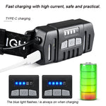 lampe frontale rechargeable led modes lumiere réglable tête camping pêche