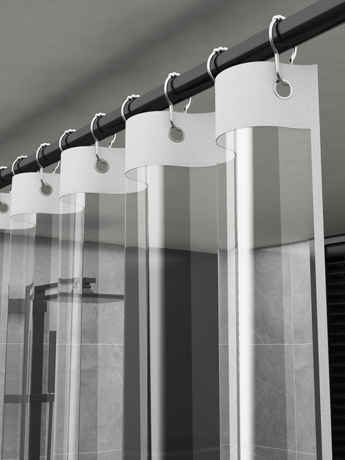 rideau douche transparent moderne anneaux métalliques durable respectueux l'environnement sans motif