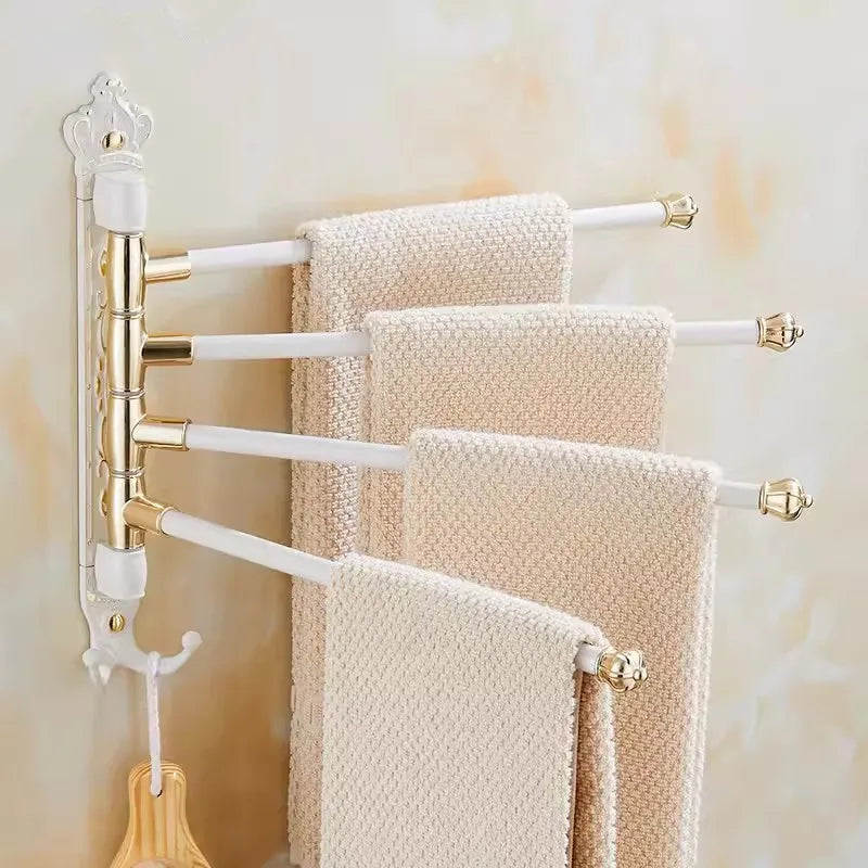 porte serviettes pivotant vintage blanc doré serviettes tissées fixation murale classique trois barres