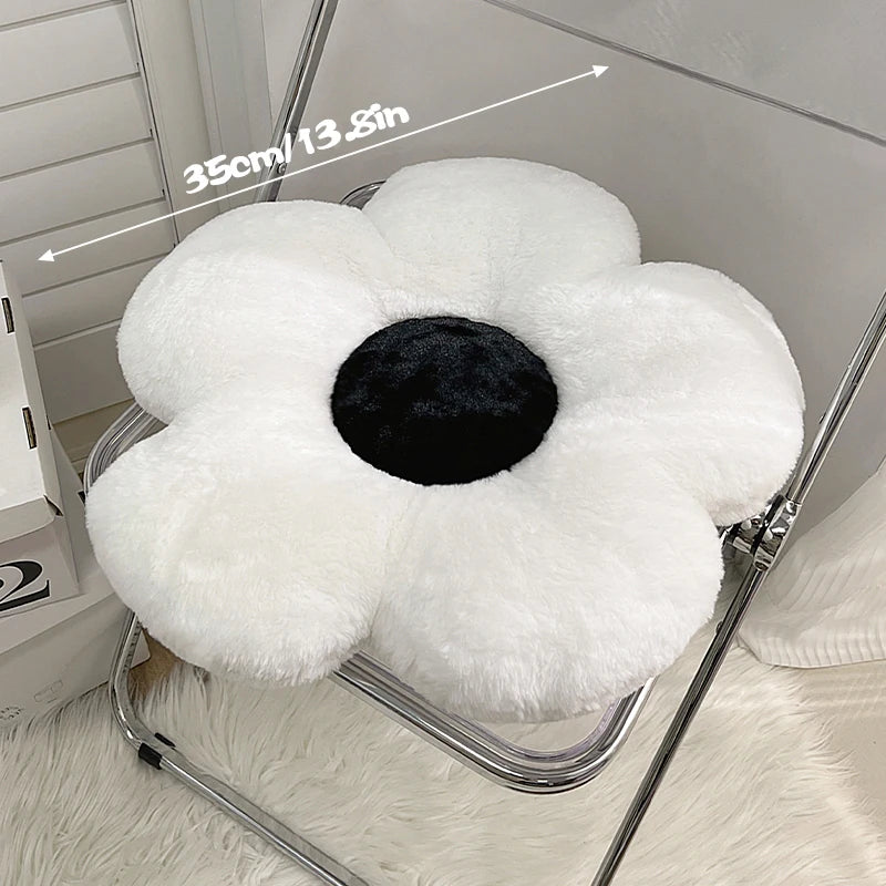 coussin fleuri doux blanc noir pelucheux moderne décoration canapé siège chambre lit