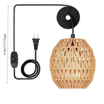 lampe suspendue moderne naturelle tissée interrupteur rotatif câble noir ampoules led 4.5m cable opacité