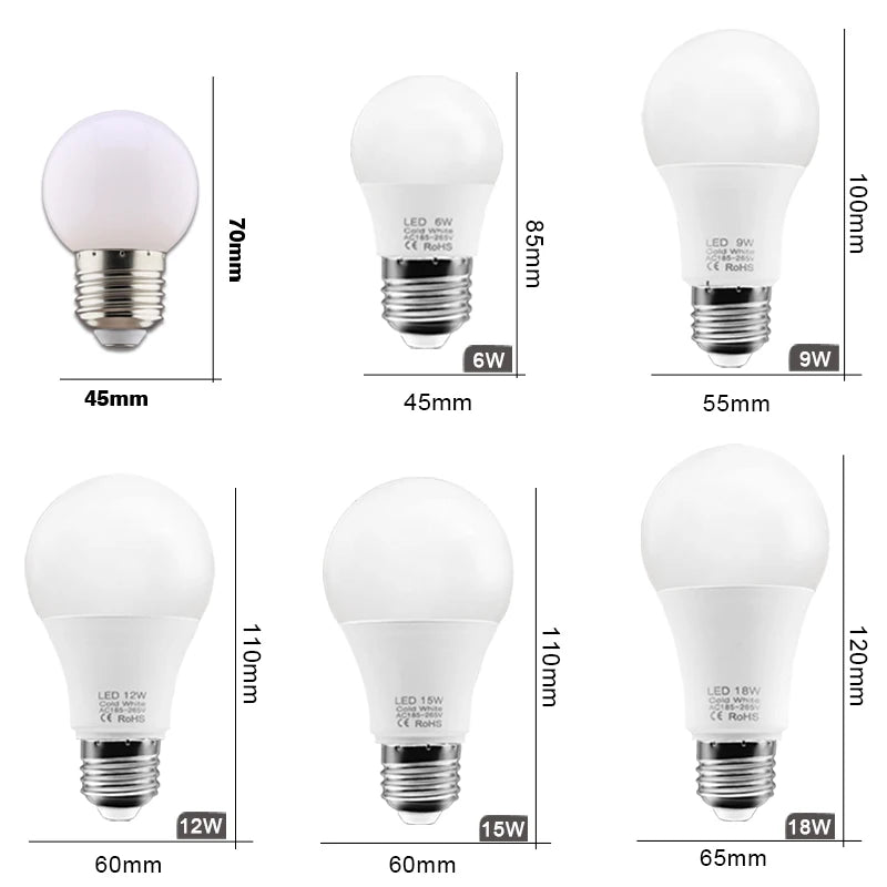 ampoules led e27 blanc chaud 2700k 3000k blanc froid 5700k 6000k 6w 9w 12w