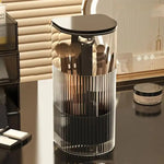 organisateur pinceaux maquillage transparent noir rayures moderne adhésif brosse éponge cosmétique rangement