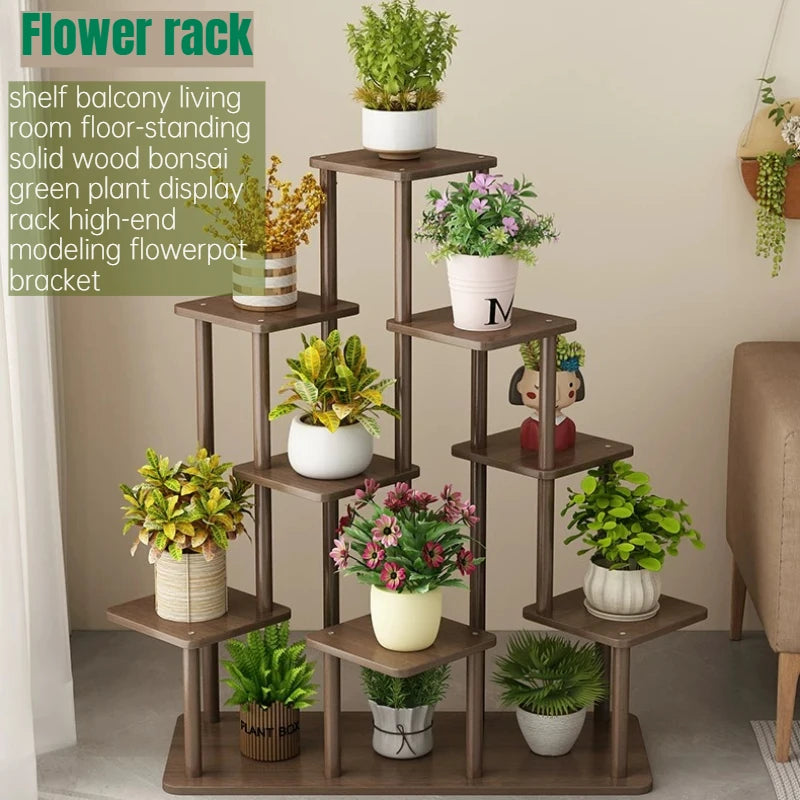 étagère plantes niveaux bois marron clair texture naturelle moderne lampe ledextérieurintérieursoporte flores