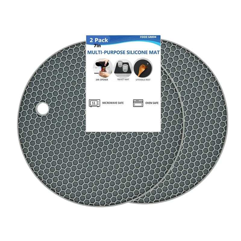 tapis protection cuisine silicone moderne hexagonal gris respectueux environnement 7in rond 7.08in carré