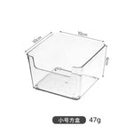 boîtes rangement transparentes modernes minimalistes poignées papeterie organisation étudiants cosmétiques articles divers collations