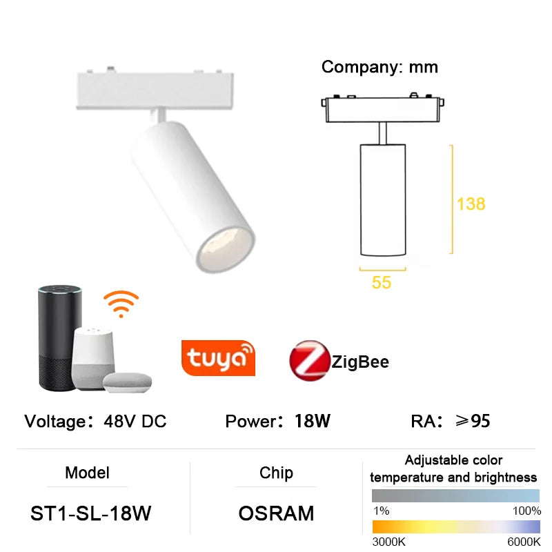 luminaire led rail magnétique blanc moderne système éclairage intérieur mince aluminium fixation aimant maison