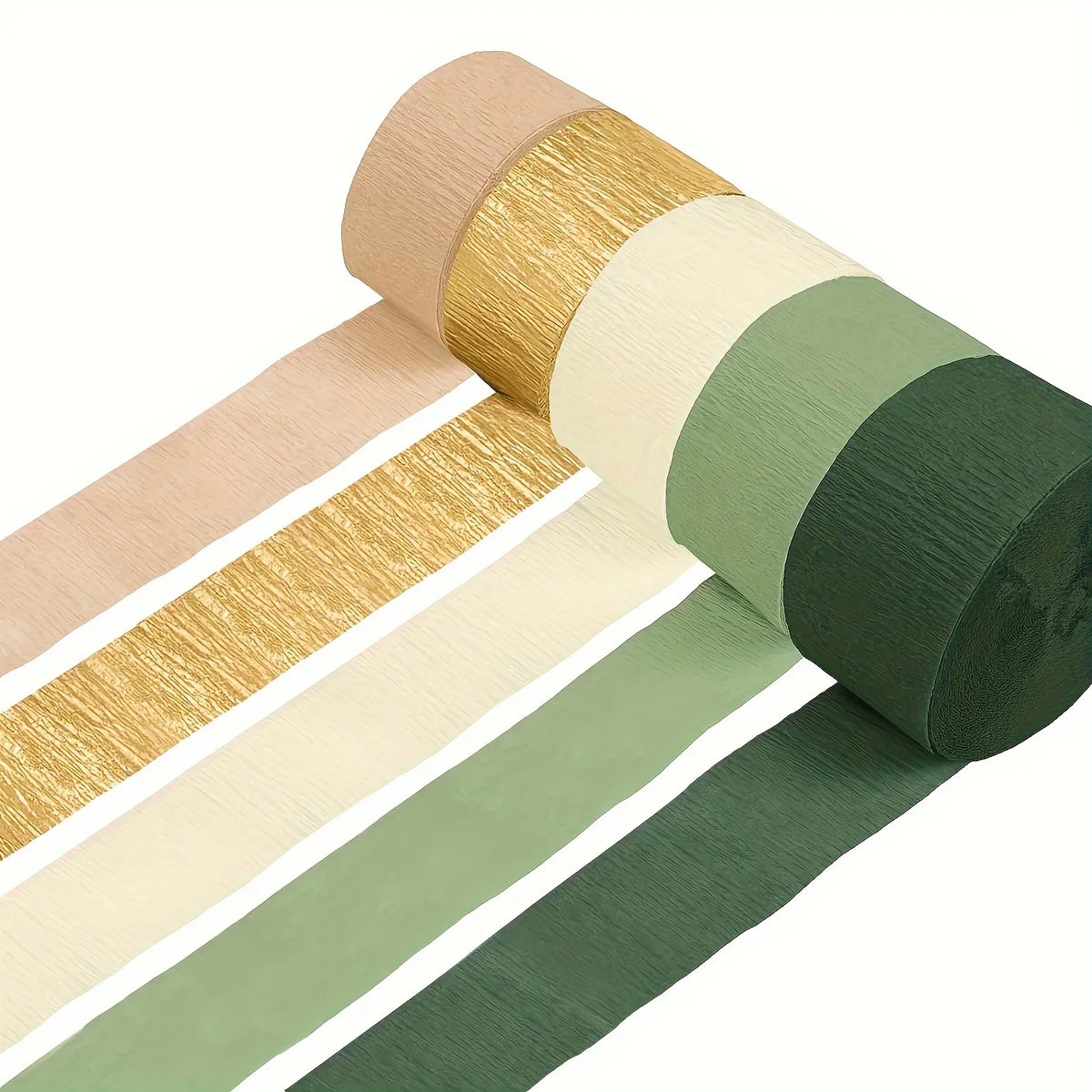 rubans papier vert doré rayures modernes decoration anniversaire mariage festive