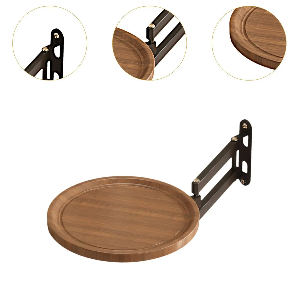 table pliable murale moderne bois métal plateau rond minimaliste dimension 30cm