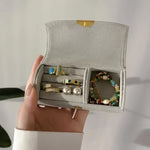 boîte rangement bijoux velours portable voyage rose gris bleu vert classique bouton doré bracelets