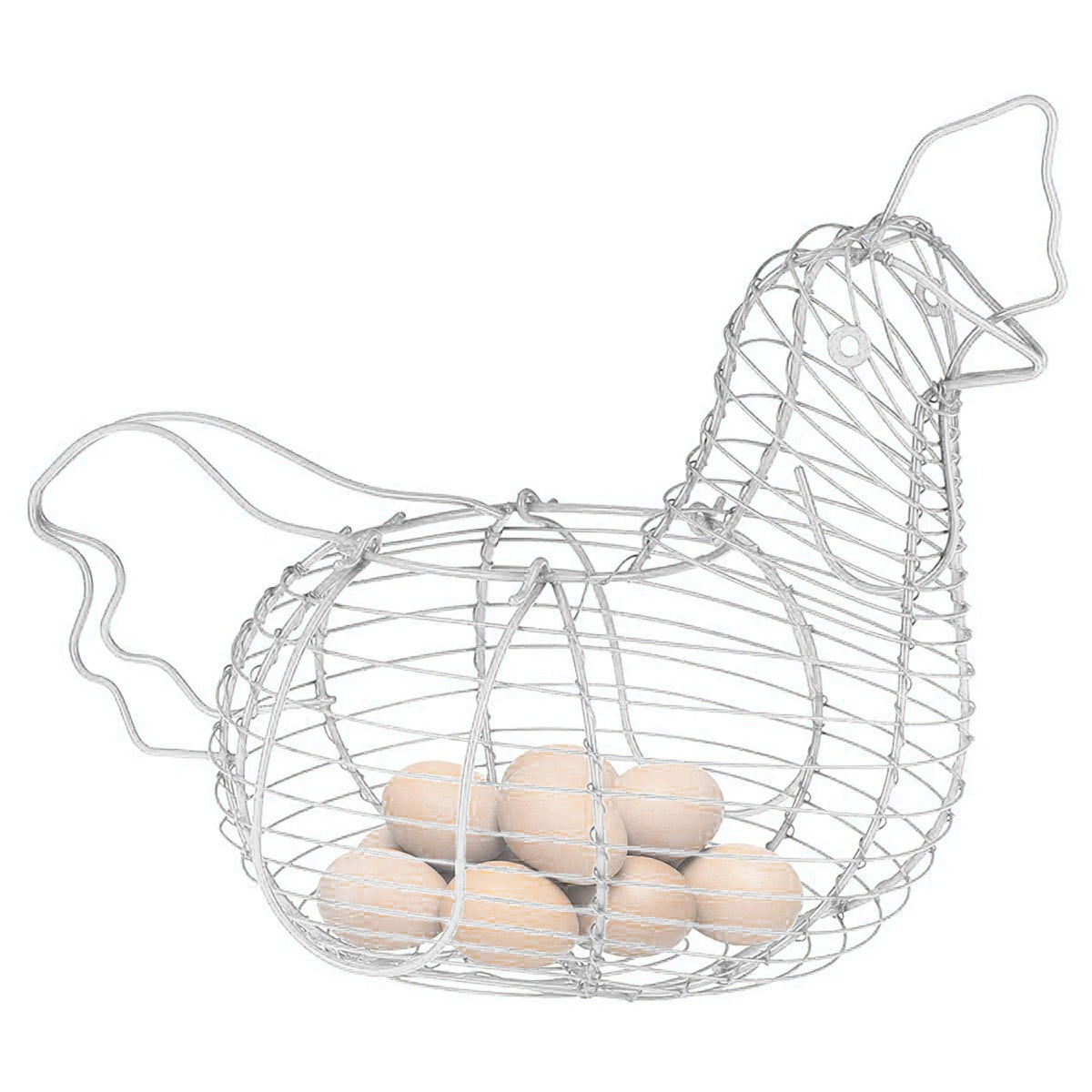 panier rangement œufs forme poulet argenté fileté moderne organisation cuisine deco rusticèle élégante durable