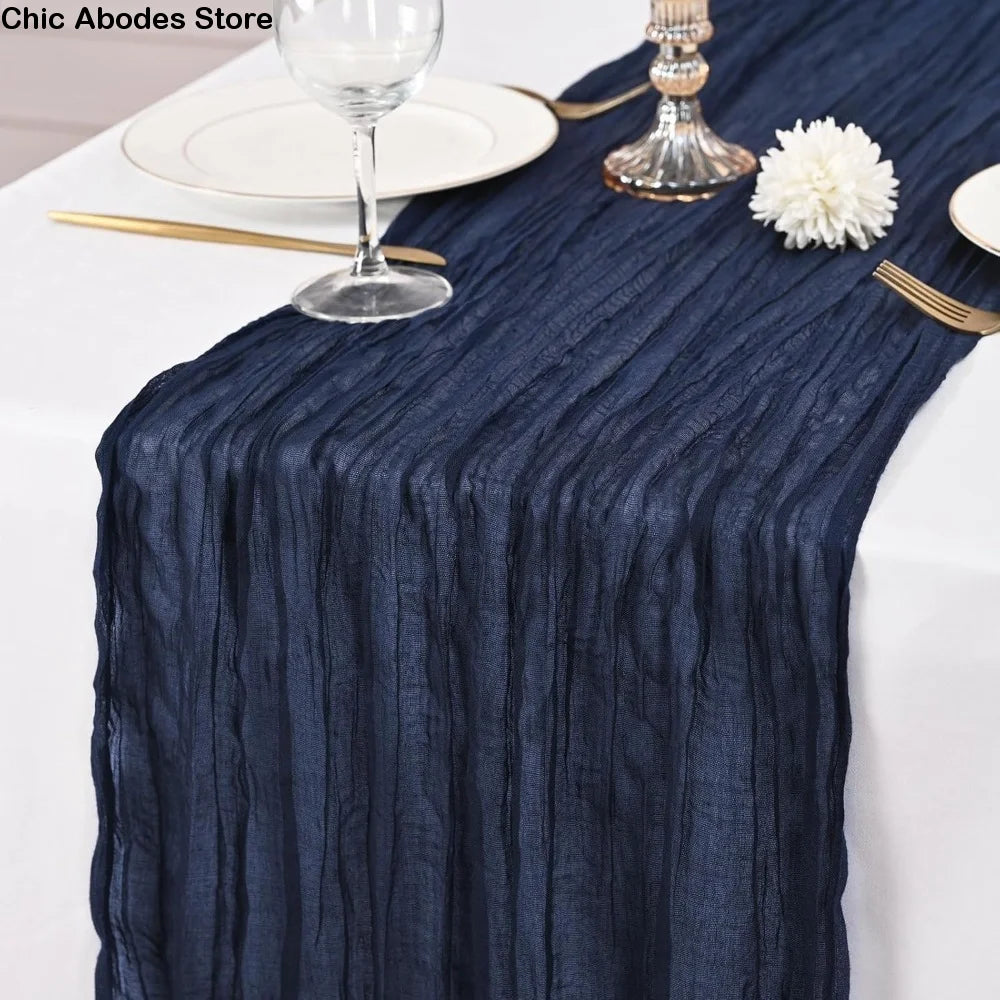 chemin table crêpe plissé moderne vert foncé bleu marine rose rouge mariage fête action