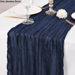 chemin table crêpe plissé moderne vert foncé bleu marine rose rouge mariage fête action