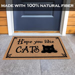 tapis d'entrée caoutchouc antidérapant résistant antibactéries moderne hope you like cats marron noirextérieurintérieur