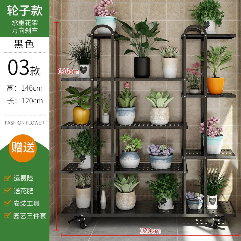 étagère fleurs métal blanc moderne niveaux roulettes pots plantes artificielles