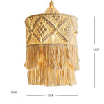 lampe suspendue macramé boho franges coton main beige clair décorative artisanale