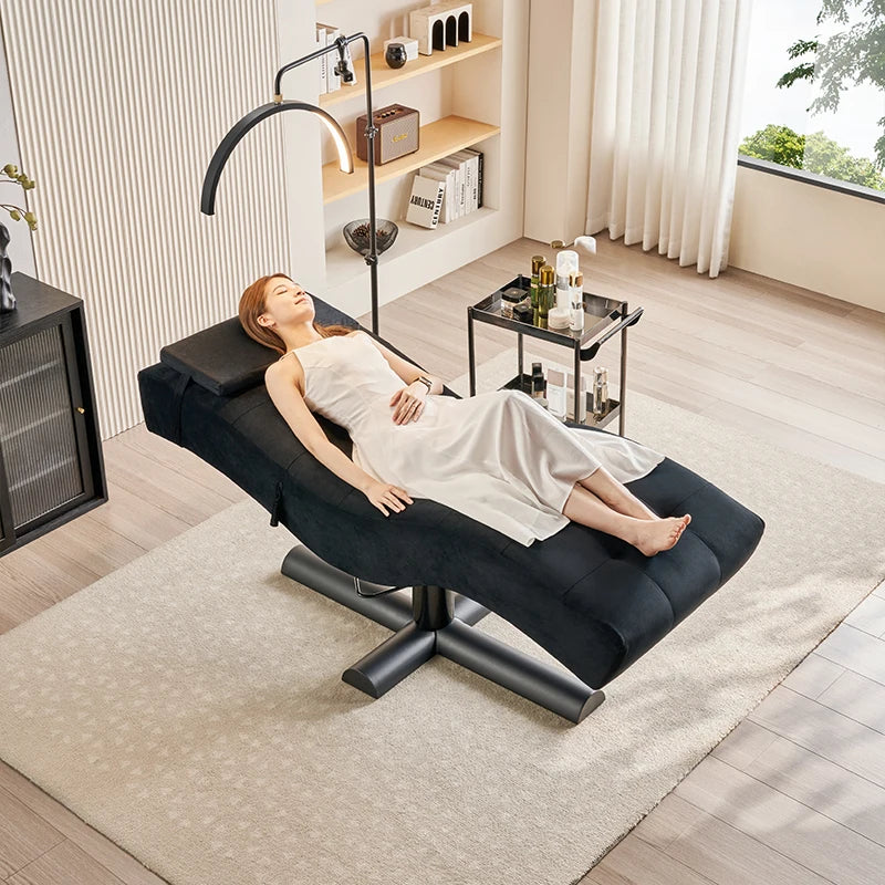 Chaise longue de salon beauté en vin rouge avec design moderne