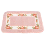 tapis rose fleurs polyester antidérapant classique doux moelleux salle bain vintage